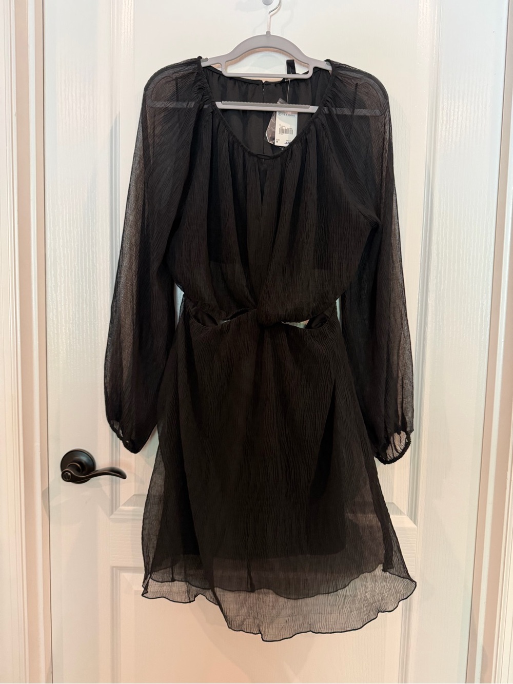 Versona Black Sheer Long-Sleeve Mini Dress